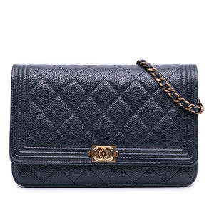 Pre-Loved Chanel Quilted Caviar Boy Wallet on Chain